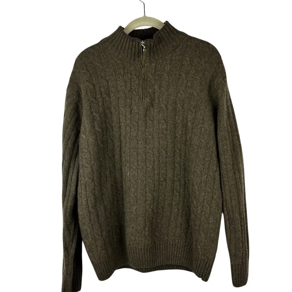 Daniele Blasi Wool blend 1/4 zip Men’s Sweater Brown Size L Preppy Collegiate